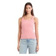 Guess Ekologisk Bomull Ribbad Tanktop Pink, Dam