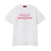 Gucci Vit Bomull Crew Neck T-shirt White, Dam