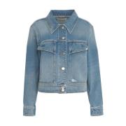 Closed Blå Cropped Denim Jacka Blue, Dam