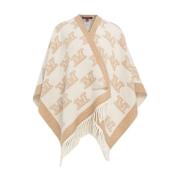 Max Mara Lyxig Beige Ull Cape Aw24 Beige, Dam