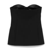 Khaite Strapless Sweetheart Neck Layered Top Black, Dam