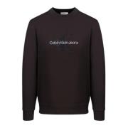 Calvin Klein Jeans Chenille Monologo Crew Neck Sweatshirt Black, Herr