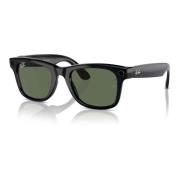 Ray-Ban Svarta Wayfarer Solglasögon Grön Lins Black, Unisex