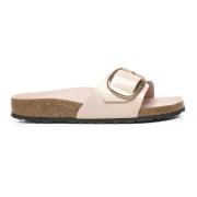 Birkenstock Rosa lädersandaler med korkfotsäng Pink, Dam