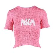 MSGM Bomull T-shirt Pink, Dam