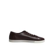 Dolce & Gabbana Guld-Tone Logo Läder Sneakers Brown, Herr