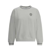 Brunello Cucinelli Sweatshirt med logopatch och ribbad hals White, Dam