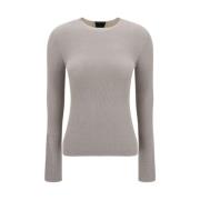 Giorgio Armani Elegant Ribbed Sweater Beige, Dam