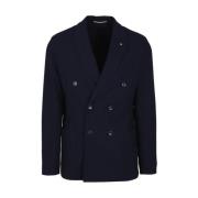 At.P.Co Blå Dubbelknäppt Blazer med Peak Revers Blue, Herr