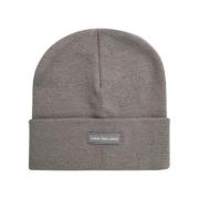 Calvin Klein Jeans Logo Patch Polyester Beanie Gray, Dam