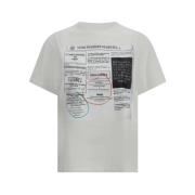 MM6 Maison Margiela Tidningsmönster Grafisk T-shirt White, Dam