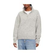 Calvin Klein Jeans Texturerad Half-Zip Alpacka Ull Cardigan Gray, Dam