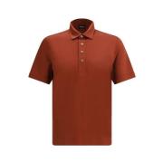 Ermenegildo Zegna Lättvikts Bomull Silk Polo Skjorta Brown, Herr