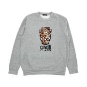 Cavalli Class Leopard Head Crewneck Sweatshirt Kvinnor Gray, Dam