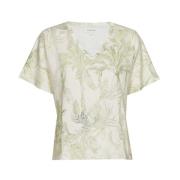 Marie Méro Palmträd Tryck V-ringad T-shirt Green, Dam