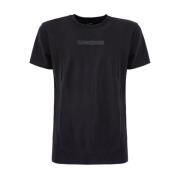 YES ZEE Bomull T-shirt med Gummi Logotyp Tryck Black, Herr