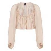 PINKO Beige Långärmad Shrug Georgette Topwear Beige, Dam