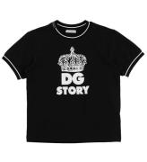 Dolce & Gabbana T-shirt - DNA - Svart m. Vit/Tryck