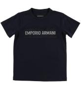 Emporio Armani T-shirt - MarinblÃ¥ m. Velour/Glitter