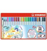 Stabilo Tuschpennor - Pen 68 Brush - 25 st. - FlerfÃ¤rgad