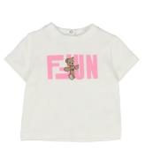 Fendi T-shirt - Vit m. Rosa/Gosedjur
