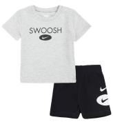 Nike Shortsset - T-shirt/Shorts - Swoosh - Svart/GrÃ¥
