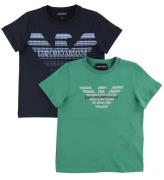 Emporio Armani T-shirts - 2-pack - GrÃ¶n/MarinblÃ¥ m. Logo