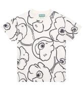 Kenzo T-shirt - Exklusiv utgÃ¥va - Creme/Svart m. Blommor