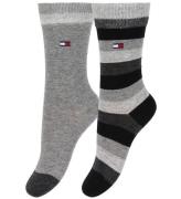 Tommy Hilfiger Strumpor - 2-pack - Stripe - Svartrandig/GrÃ¥meler