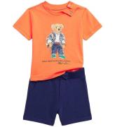 Polo Ralph Lauren T-shirt/Sweatshorts - Orange/MarinblÃ¥ m. Gosed