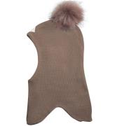 Racing Kids Balaclava - Ull/Bomull - Dubbel - Rose Brown m. Vad