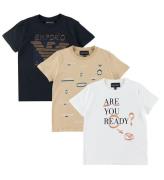 Emporio Armani T-shirts - 3-pack - Vit/Sand/Svart