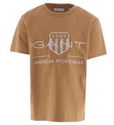 GANT T-shirt - Avslappnad kontrast Shield - BrÃ¤nt Sugar m. Vit