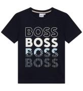 BOSS T-shirt - MarinblÃ¥ m. Vit/LjusblÃ¥