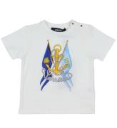 Versace T-shirt - Vit/BlÃ¥ m. Flikar