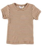 Joha T-shirt - Ull/Silke - Rib - Brun/Vit