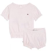 Tommy Hilfiger Set - T-shirt/Bloomers - Ruffle Gingham - White/P