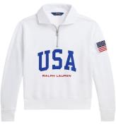 Polo Ralph Lauren Sweatshirt m. Dragkedja - Beskuren - Vit m. US