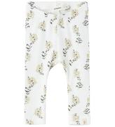 Lil' Atelier Leggings - Rib - NbfGavo - KokosmjÃ¶lk/Yellow Flow