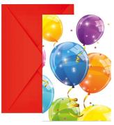 Decorata Party Inbjudningar - 6-pack - Glittrande ballonger
