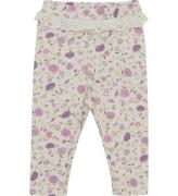 Minymo Leggings - Ã?ggnog/Rosa m. Blommor