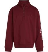 Tommy Hilfiger Sweatshirt - U Essential - Halv zip - Deep Rouge