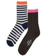 Mads NÃ¸rgaard Strumpor - 2-pack - Ana Mix - Blue Stripe/Black Co