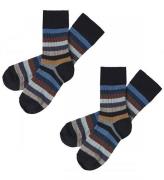 FUB Strumpor - 2-pack - Dark MarinblÃ¥/Multi Stripe