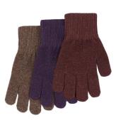 Mikk-Line Handskar - Ull/Polyamid - 3-pack - Nightshade/Chocolat