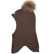 Racing Kids Balaclava - Ull/Bomull - Dubbel - Chestnut m. Pom-Po