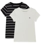 Calvin Klein T-shirts - 2-pack - Vit/Svart m. RÃ¤nder