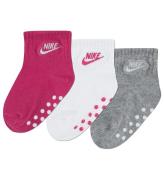 Nike Strumpor - 3-pack - Halkfri - Rosa/Vit/Grå