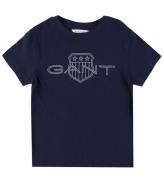 GANT T-shirt - Avslappnad kontrast Shield - Evening Blue