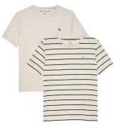 Calvin Klein T-shirt - 2-pack - Striped - Heather Grey/Tunn Blac